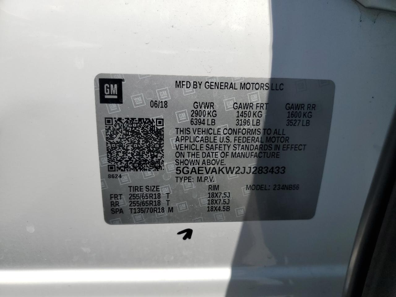 2018 Buick Enclave Essence VIN: 5GAEVAKW2JJ283433 Lot: 60170465