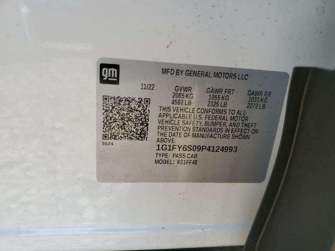 2023 Chevrolet Bolt Euv Lt VIN: 1G1FY6S09P4124993 Lot: 62057295