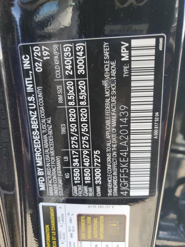 2020 Mercedes-Benz Gls 450 4Matic VIN: 4JGFF5KE4LA201439 Lot: 59070365