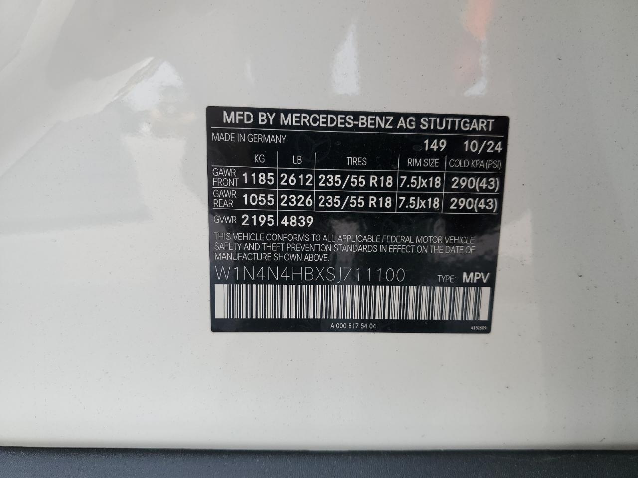 w1n4n4hbxsj711100 W1N4N4HBXSJ711100 2025 Mercedes-Benz Gla 250 4Matic