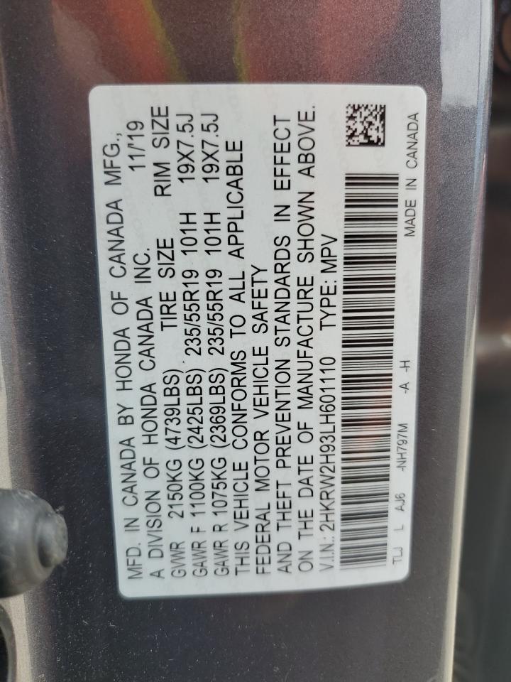 2020 Honda Cr-V Touring VIN: 2HKRW2H93LH601110 Lot: 62251925