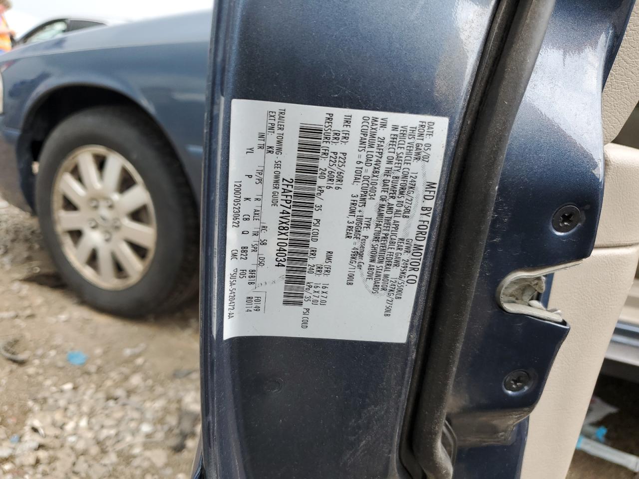 2008 Ford Crown Victoria Lx VIN: 2FAFP74VX8X104034 Lot: 62707975