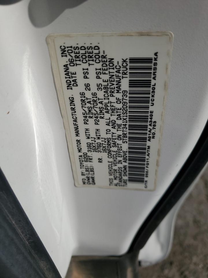 2001 Toyota Tundra Access Cab VIN: 5TBRT341X1S209739 Lot: 62898945