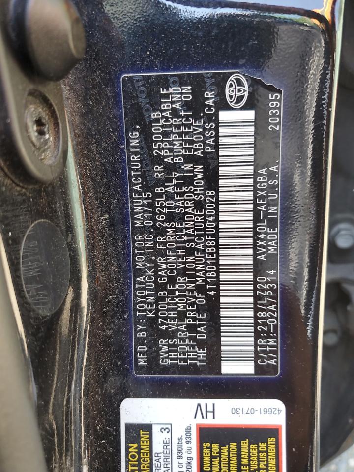 2015 Toyota Avalon Hybrid VIN: 4T1BD1EB8FU040028 Lot: 61741845