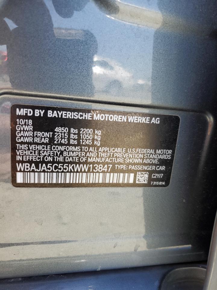 2019 BMW 530 I VIN: WBAJA5C55KWW13847 Lot: 61871965