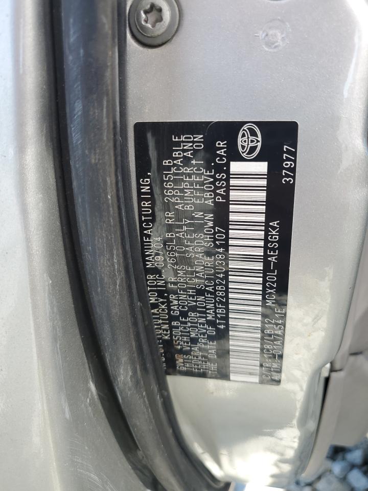 2004 Toyota Avalon Xl VIN: 4T1BF28B24U384107 Lot: 61644605