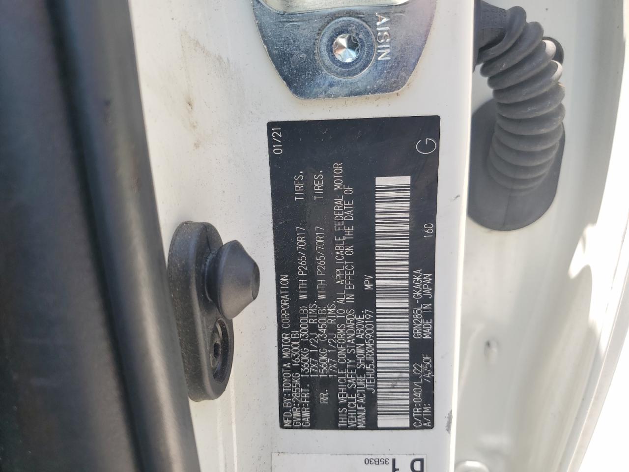 2021 Toyota 4Runner Venture VIN: JTEHU5JRXM5900197 Lot: 61562375