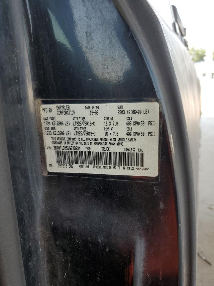 1997 Dodge Ram 1500 VIN: 3B7HF13Y5VG729834 Lot: 62050055