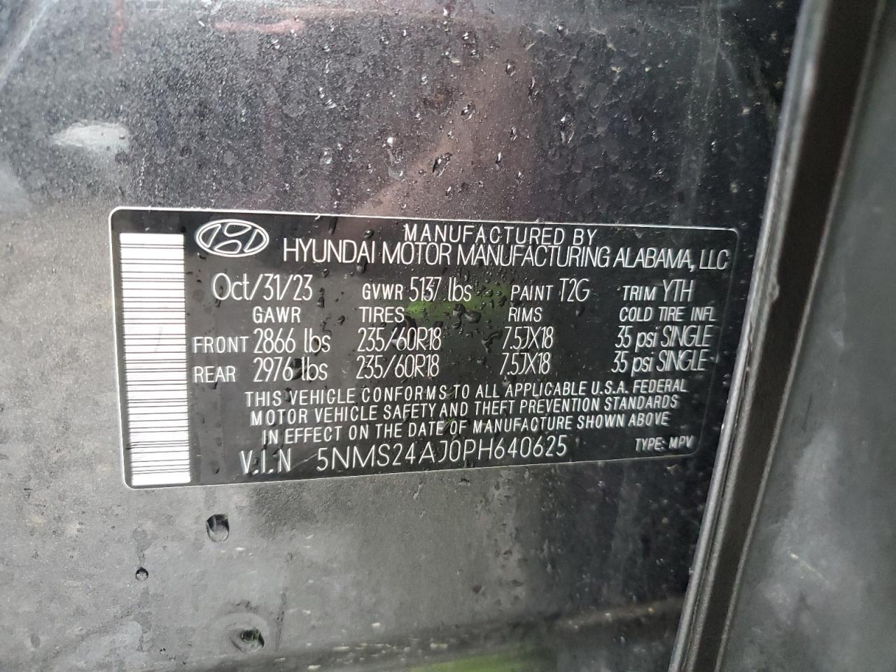 2023 Hyundai Santa Fe Sel VIN: 5NMS24AJ0PH640625 Lot: 59999215
