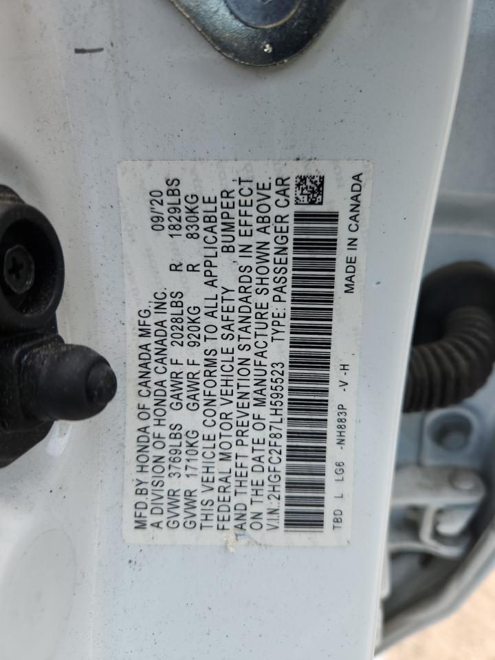 2020 Honda Civic Sport VIN: 2HGFC2F87LH595523 Lot: 62745535