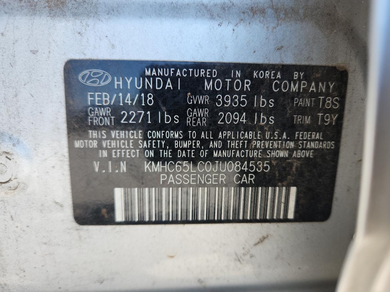 2018 Hyundai Ioniq Blue VIN: KMHC65LC0JU084535 Lot: 61344985