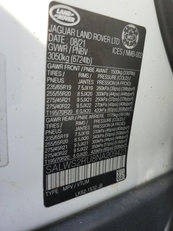 2022 Land Rover Range Rover Sport Hst VIN: SALWS2RU8NA209423 Lot: 63088975