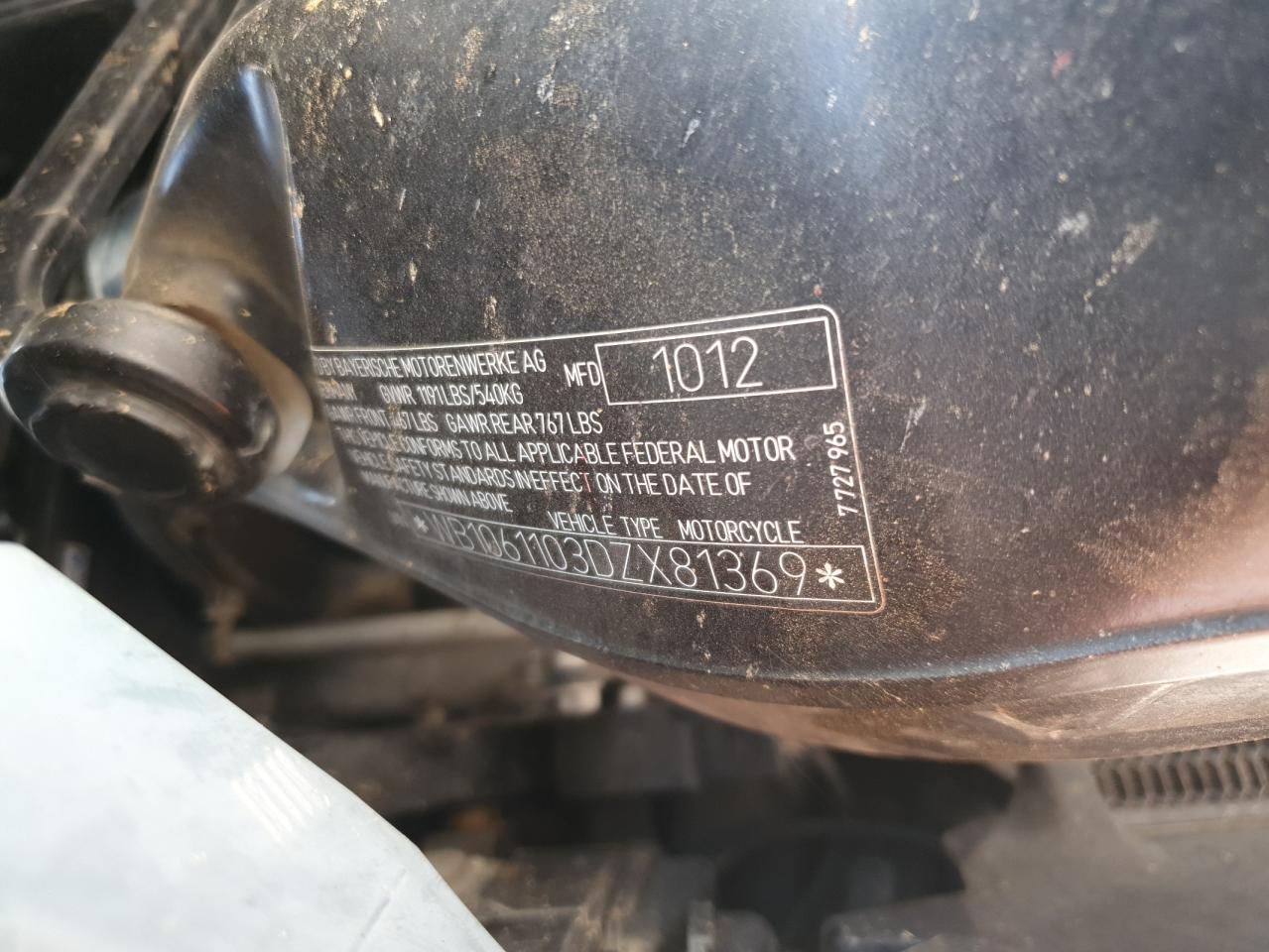 BMW K 2013 VIN WB1061103DZX81369 фото 9