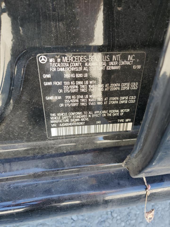 2000 Mercedes-Benz Ml 320 VIN: 4JGAB54E4YA150907 Lot: 61649225