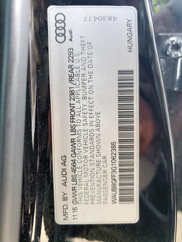 2016 Audi A3 Premium VIN: WAUB8GFF3G1062385 Lot: 61838795
