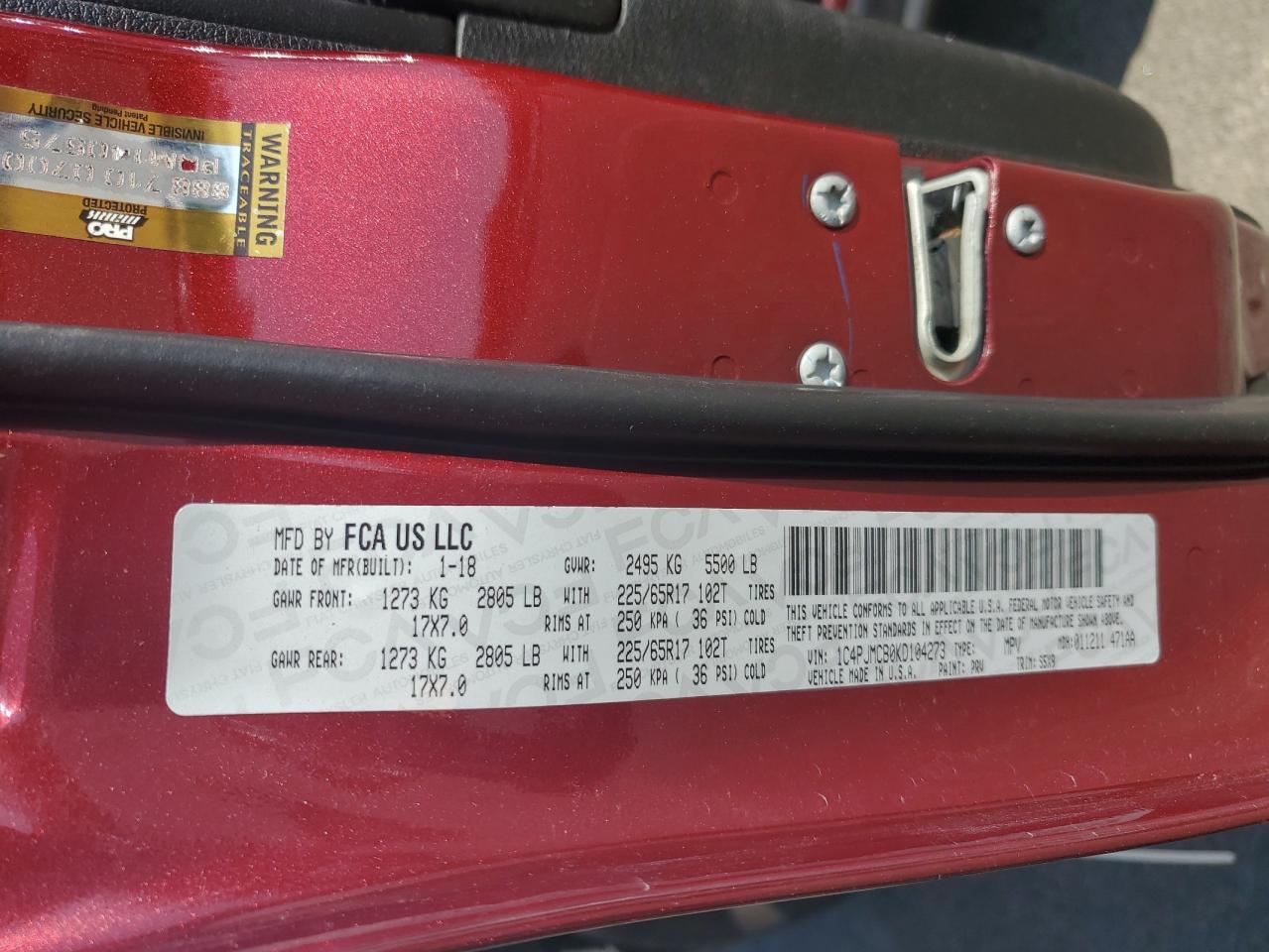 2019 Jeep Cherokee Latitude VIN: 1C4PJMCB0KD104273 Lot: 59298175