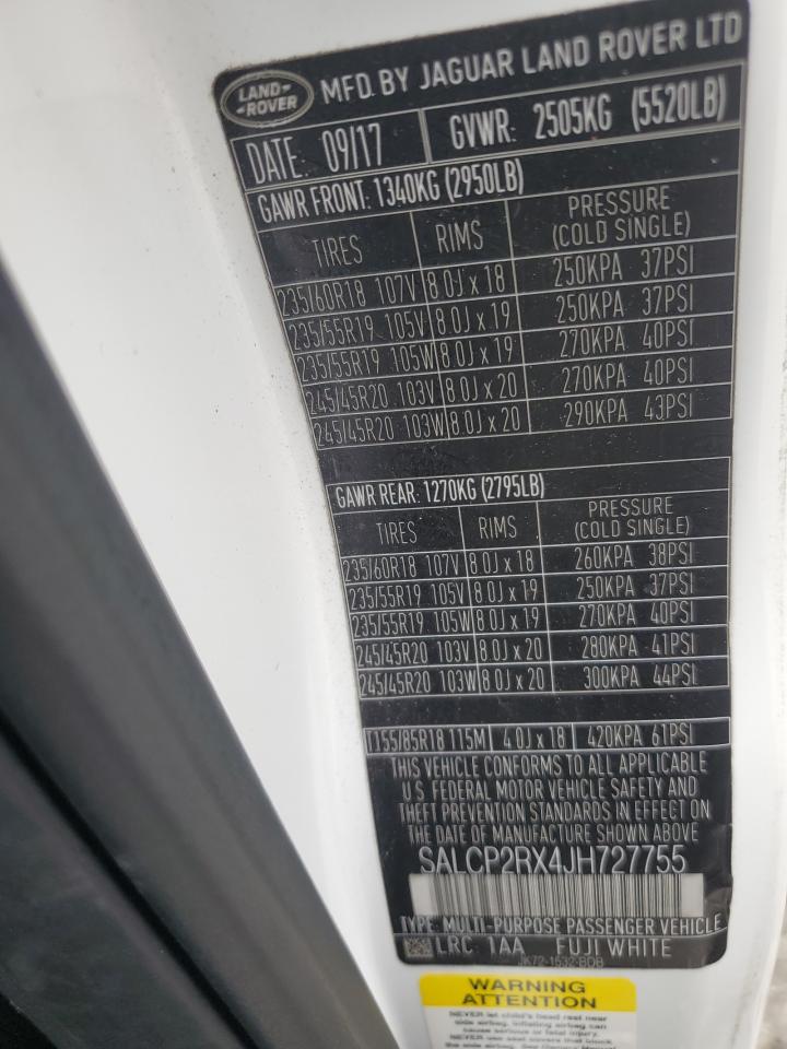 2018 Land Rover Discovery Sport Se VIN: SALCP2RX4JH727755 Lot: 59636225