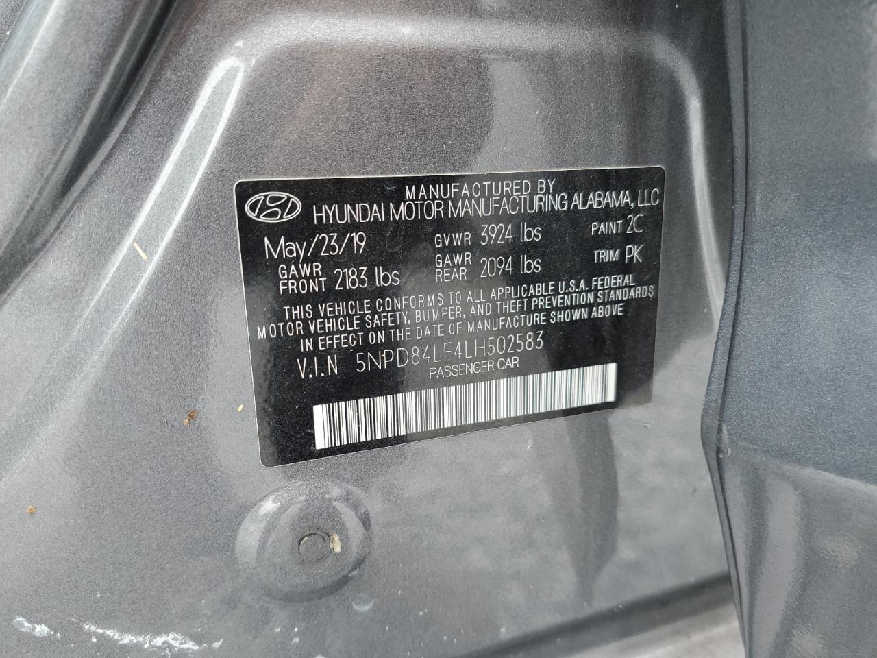2020 Hyundai Elantra Sel VIN: 5NPD84LF4LH502583 Lot: 63066125