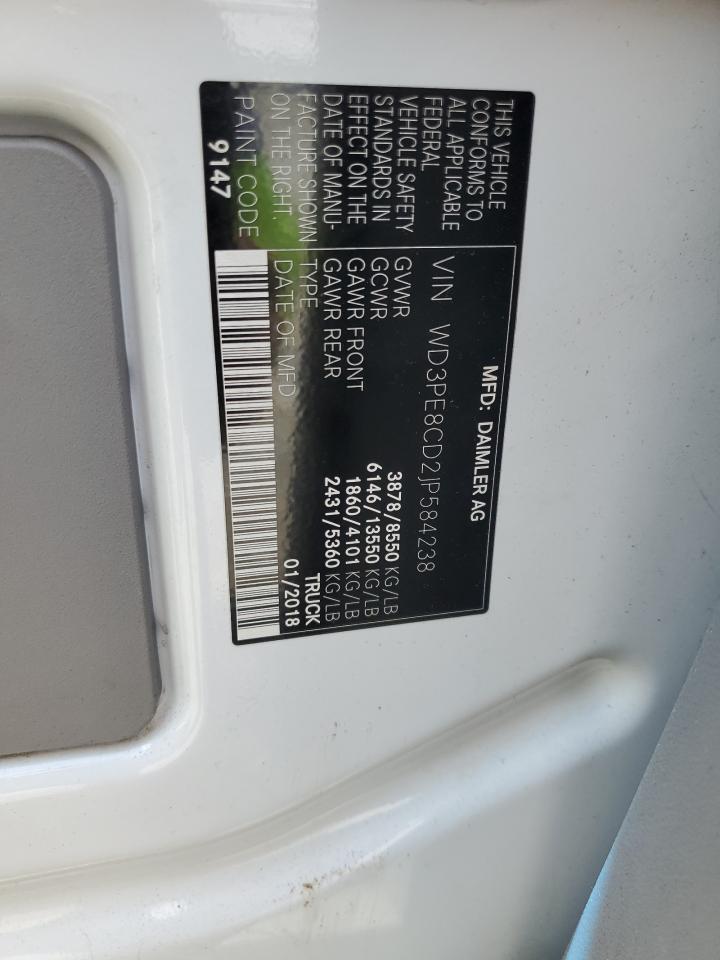 2018 Mercedes-Benz Sprinter 2500 VIN: WD3PE8CD2JP584238 Lot: 63129465