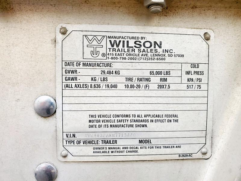 2017 WILSON DWH-651 GRAIN TRAILER