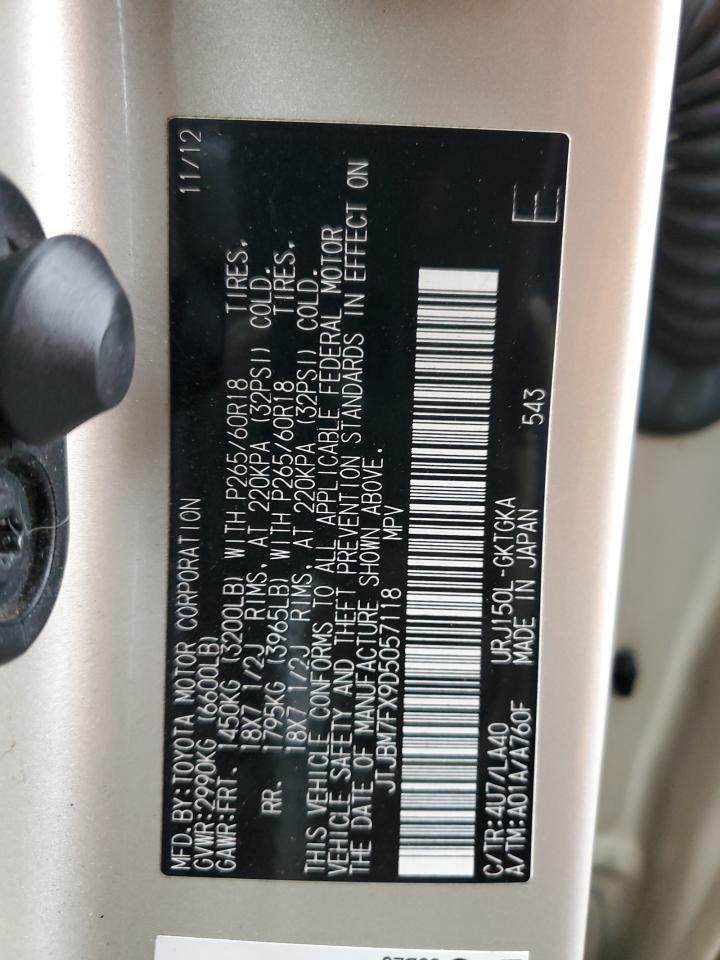 2013 Lexus Gx 460 VIN: JTJBM7FX9D5057118 Lot: 59047605