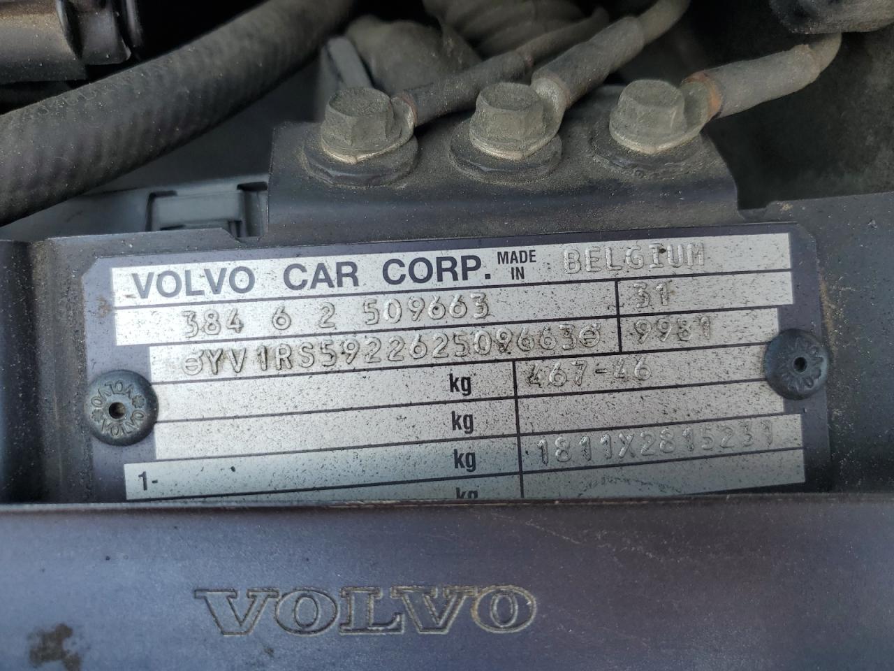2006 Volvo S60 2.5T VIN: YV1RS592262509663 Lot: 60874315