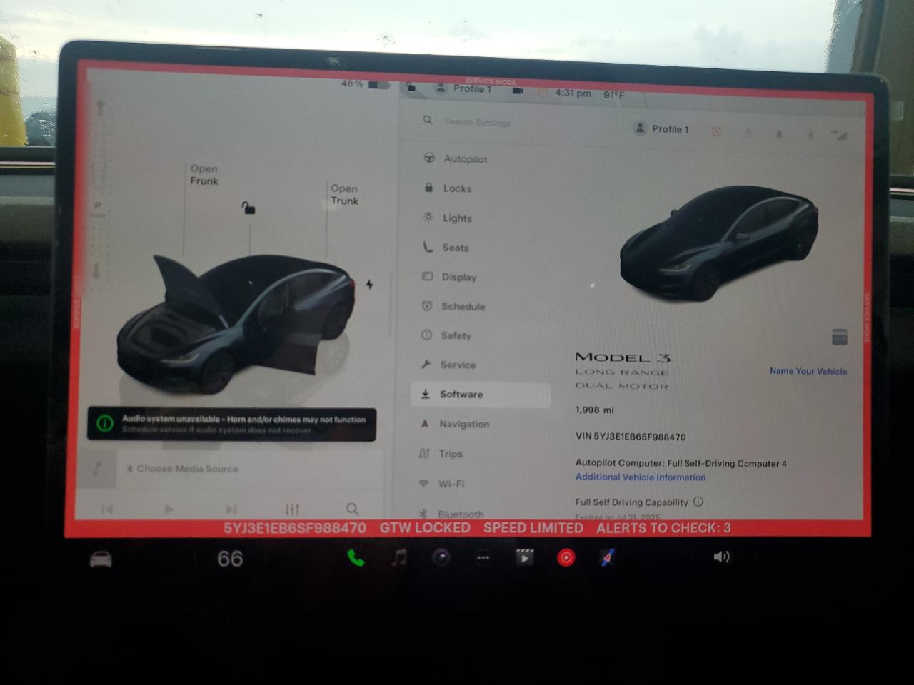 2025 Tesla Model 3 VIN: 5YJ3E1EB6SF988470 Lot: 62834805