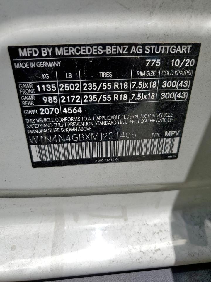 2021 Mercedes-Benz Gla 250 VIN: W1N4N4GBXMJ221406 Lot: 61340585