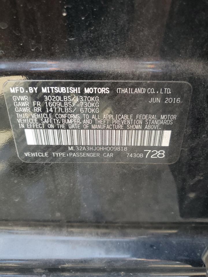 2017 Mitsubishi Mirage Es VIN: ML32A3HJ0HH009818 Lot: 60812065