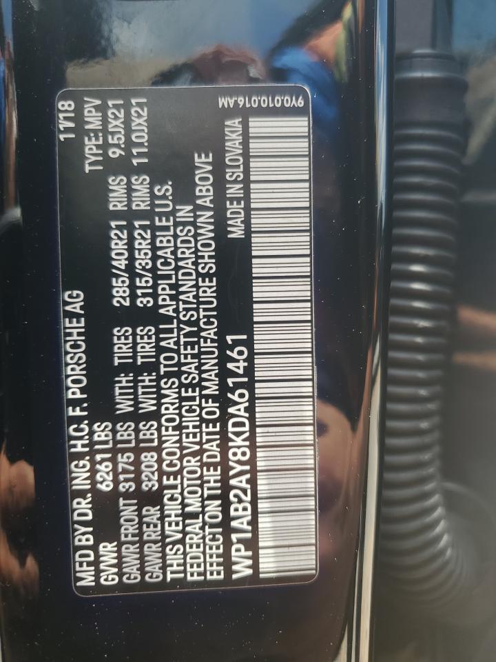 2019 Porsche Cayenne S VIN: WP1AB2AY8KDA61461 Lot: 62084135