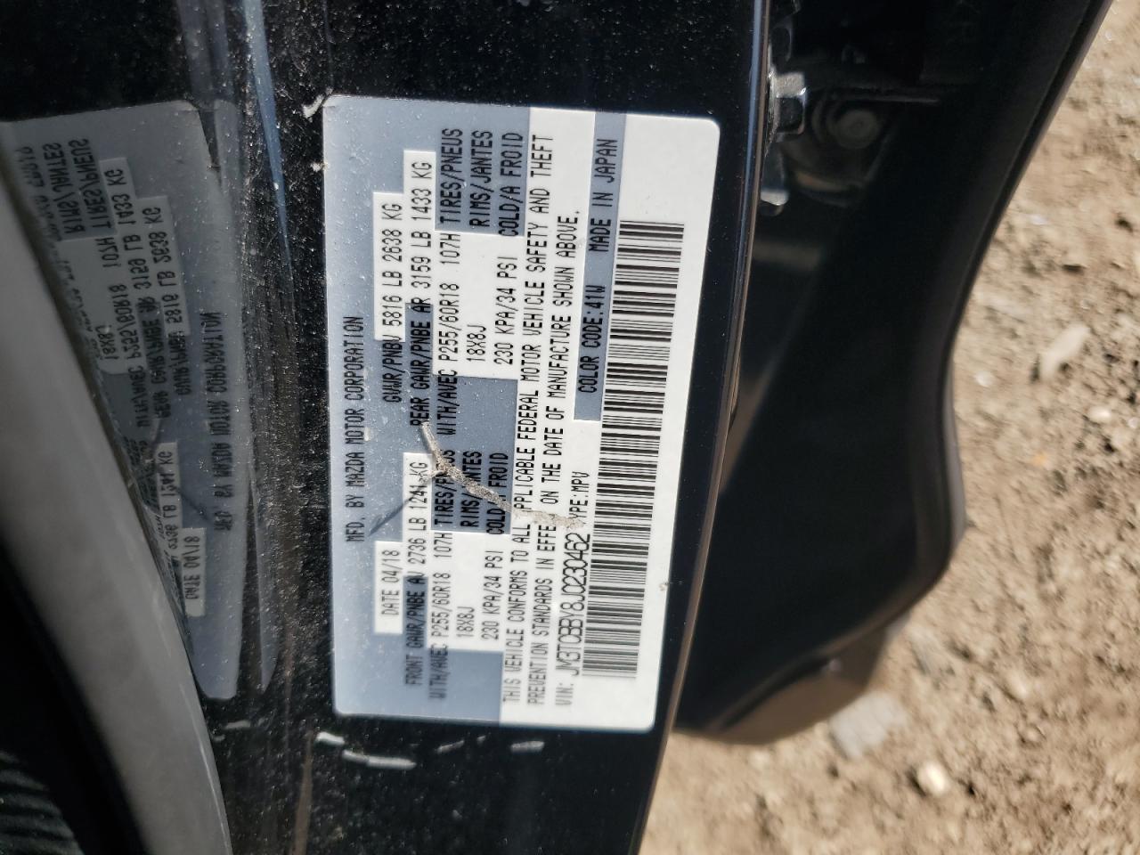 2018 Mazda Cx-9 Sport VIN: JM3TCBBY8J0230462 Lot: 62210875