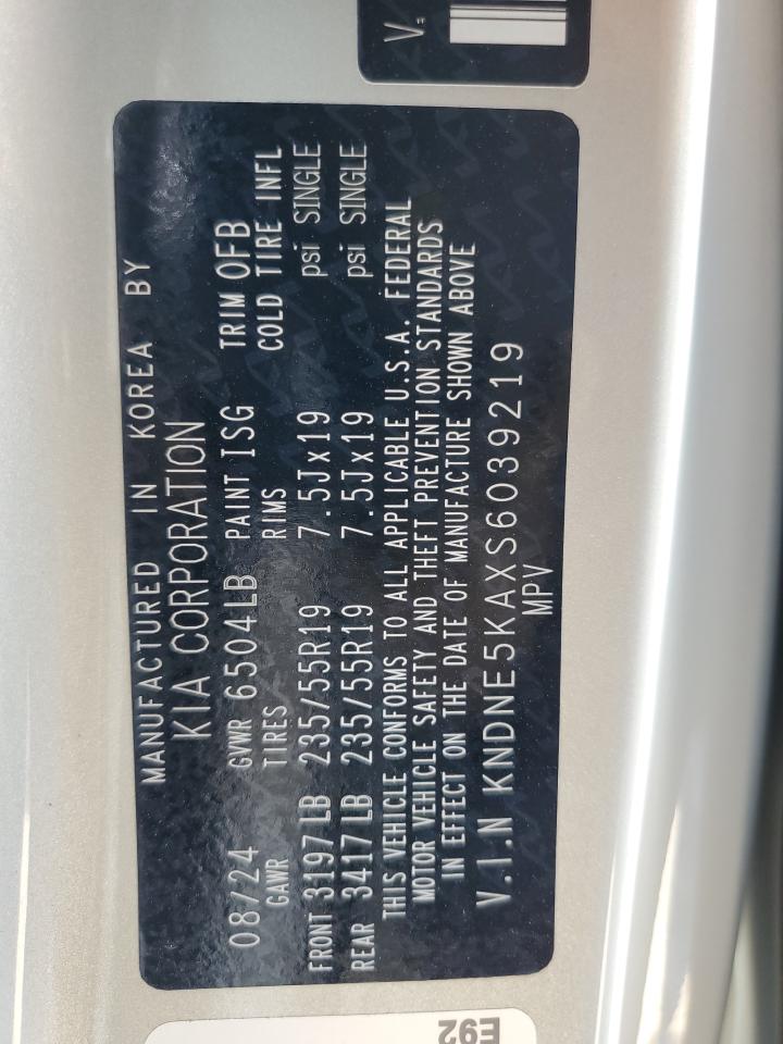 2025 Kia Carnival Sx VIN: KNDNE5KAXS6039219 Lot: 60833595