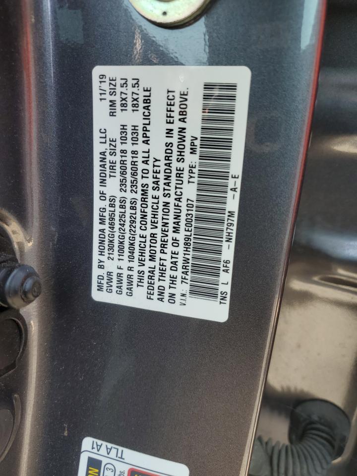 2020 Honda Cr-V Exl VIN: 7FARW1H89LE003107 Lot: 62188445