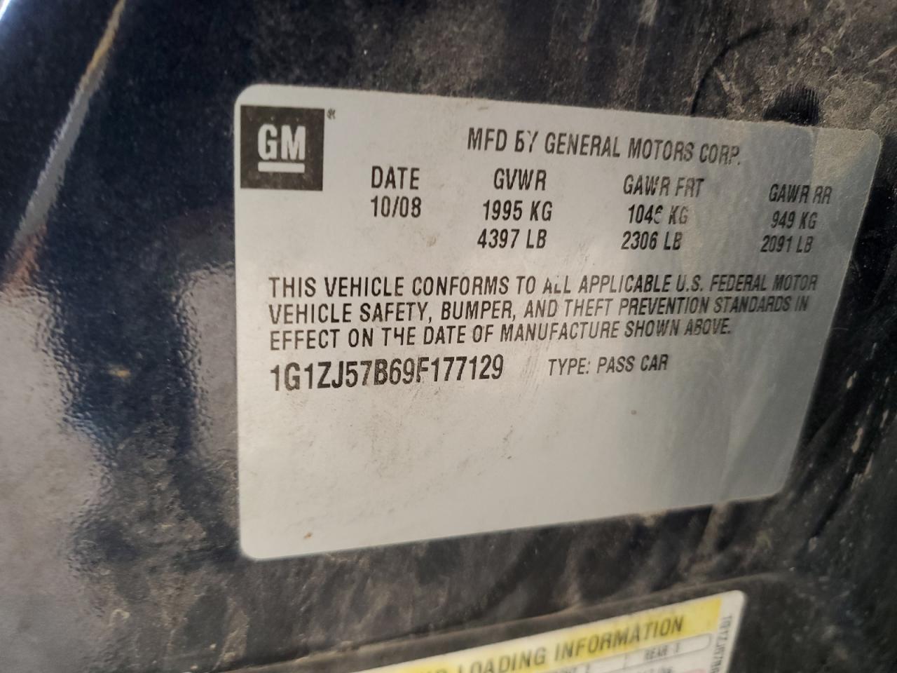 2009 Chevrolet Malibu 2Lt VIN: 1G1ZJ57B69F177129 Lot: 61462145