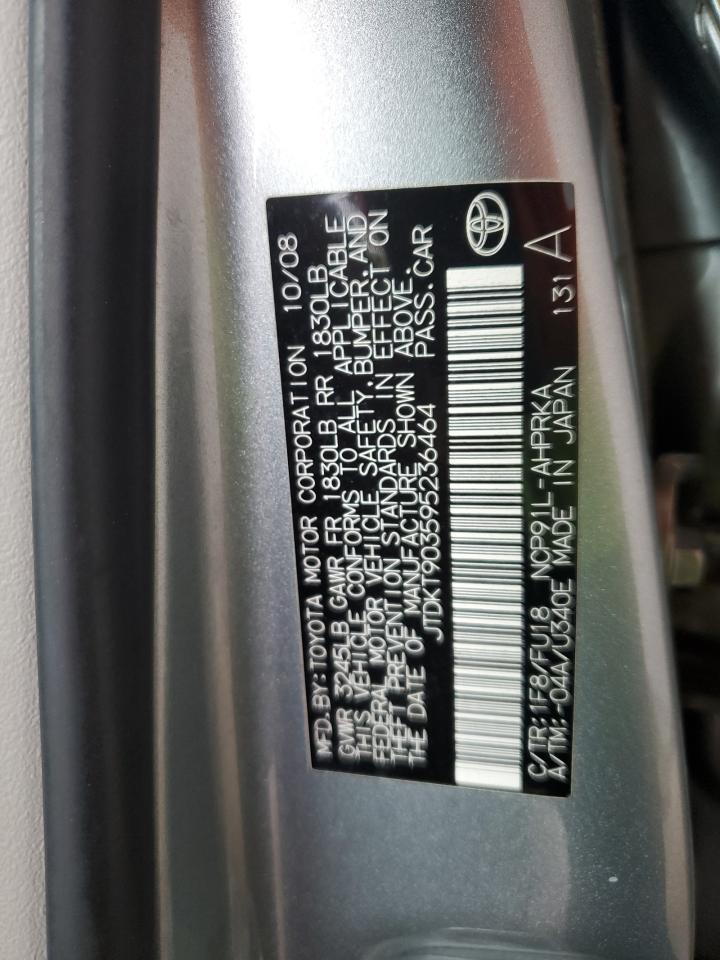 2009 Toyota Yaris VIN: JTDKT903595236464 Lot: 62117405