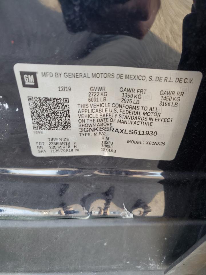 2020 Chevrolet Blazer 1Lt VIN: 3GNKBBRAXLS611930 Lot: 62152035