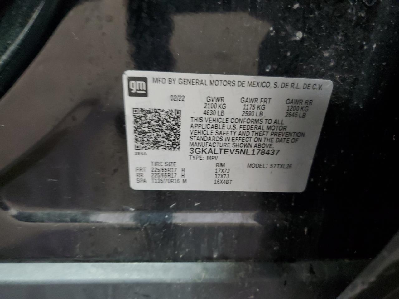 2022 GMC Terrain Sle VIN: 3GKALTEV5NL178437 Lot: 61386135