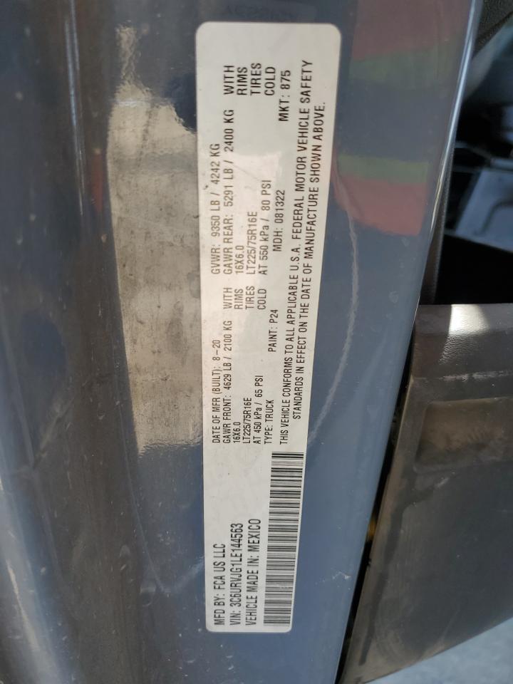 2020 Ram Promaster 3500 3500 High VIN: 3C6URVJG1LE144563 Lot: 61489595