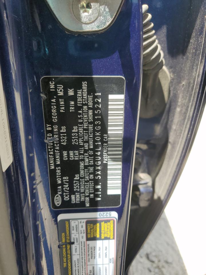KIA OPTIMA 2019 VIN 5XXGU4L10KG315221 фото 12