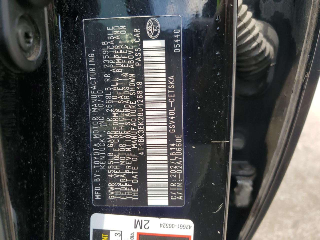 2011 Toyota Camry Se VIN: 4T1BK3EK2BU126818 Lot: 60205025