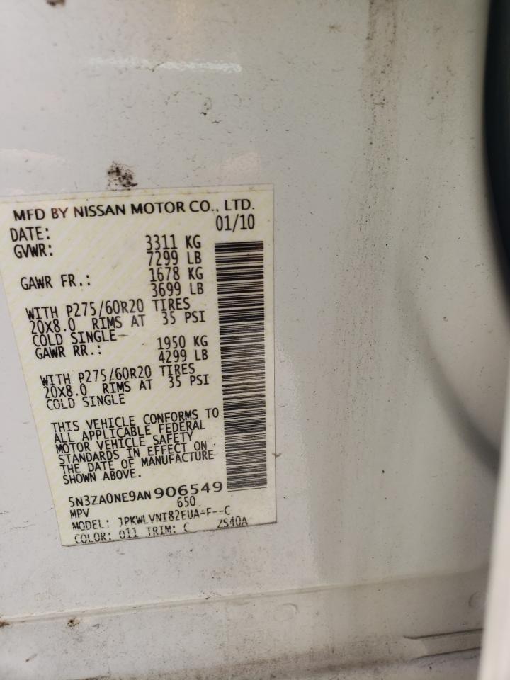 2010 Infiniti Qx56 VIN: 5N3ZA0NE9AN906549 Lot: 62818195