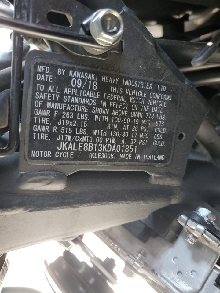 2019 Kawasaki Kle300 B VIN: JKALE8B13KDA01851 Lot: 54125565