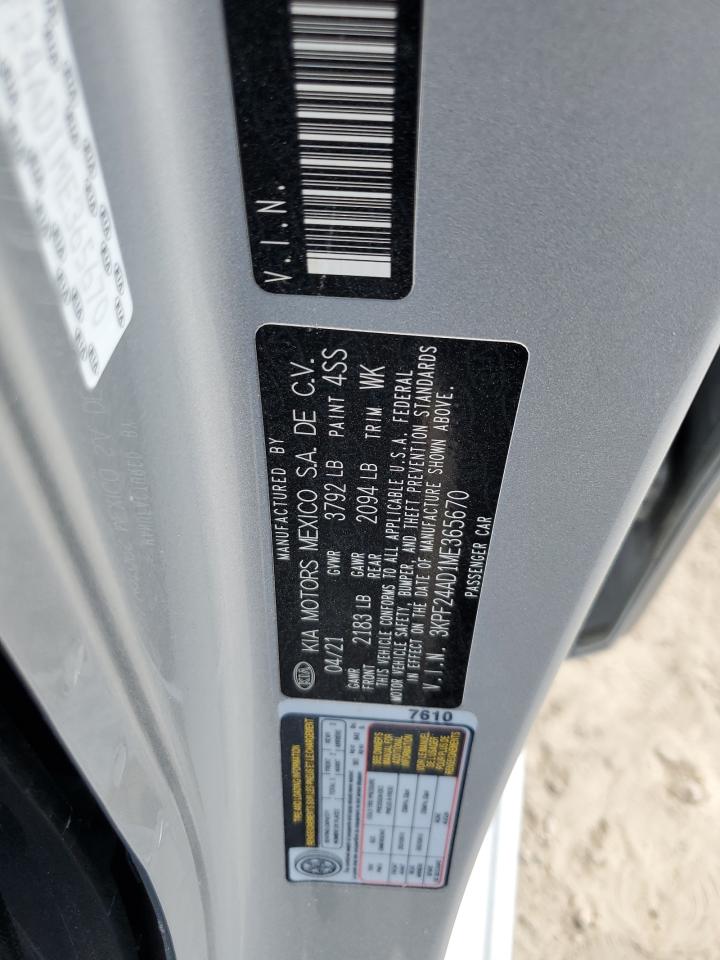 2021 Kia Forte Fe VIN: 3KPF24AD1ME365670 Lot: 60525295