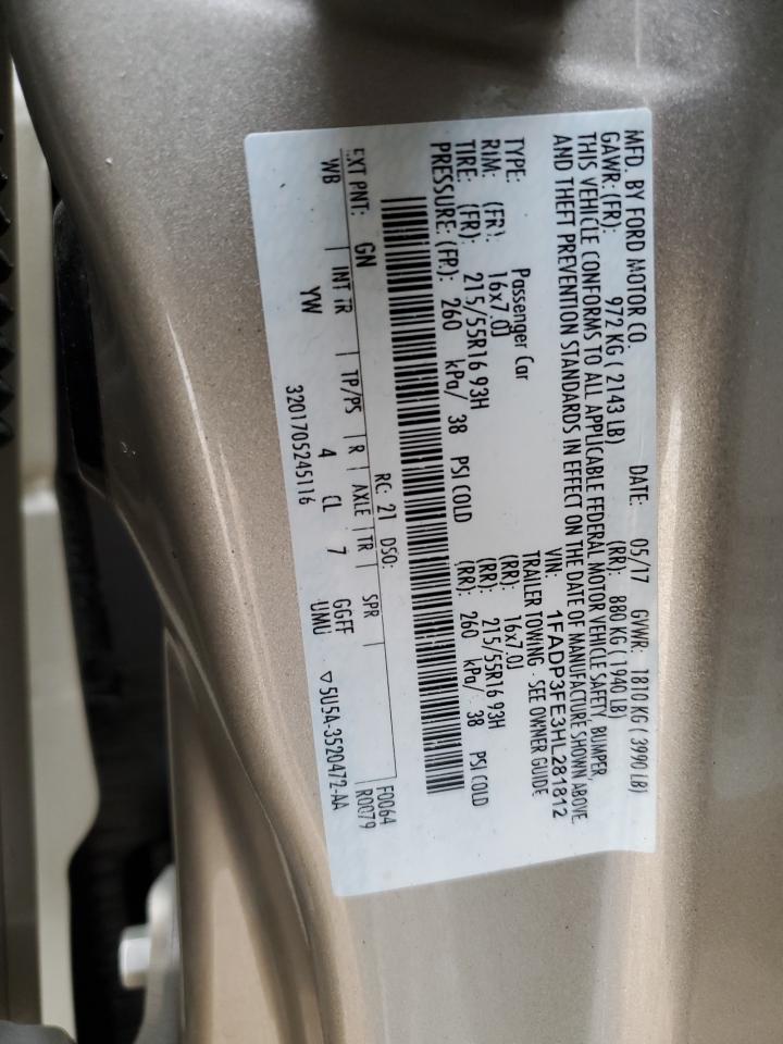 2017 Ford Focus Se VIN: 1FADP3FE3HL281812 Lot: 62783295