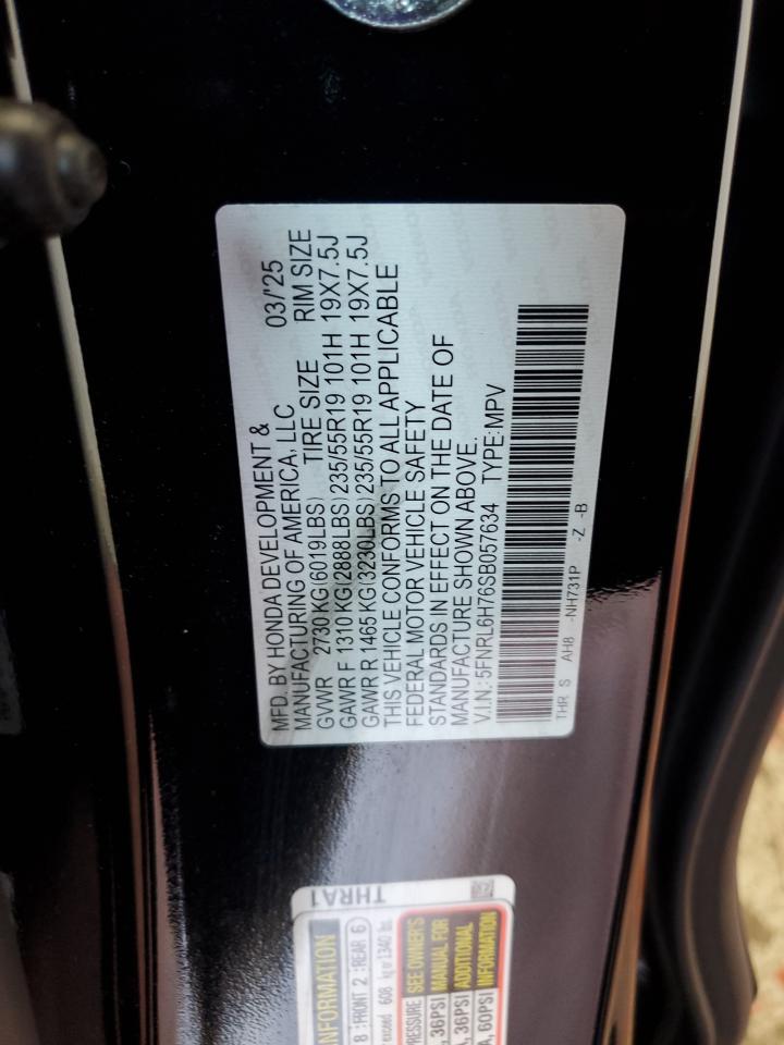 2025 Honda Odyssey Sport-L VIN: 5FNRL6H76SB057634 Lot: 60442885