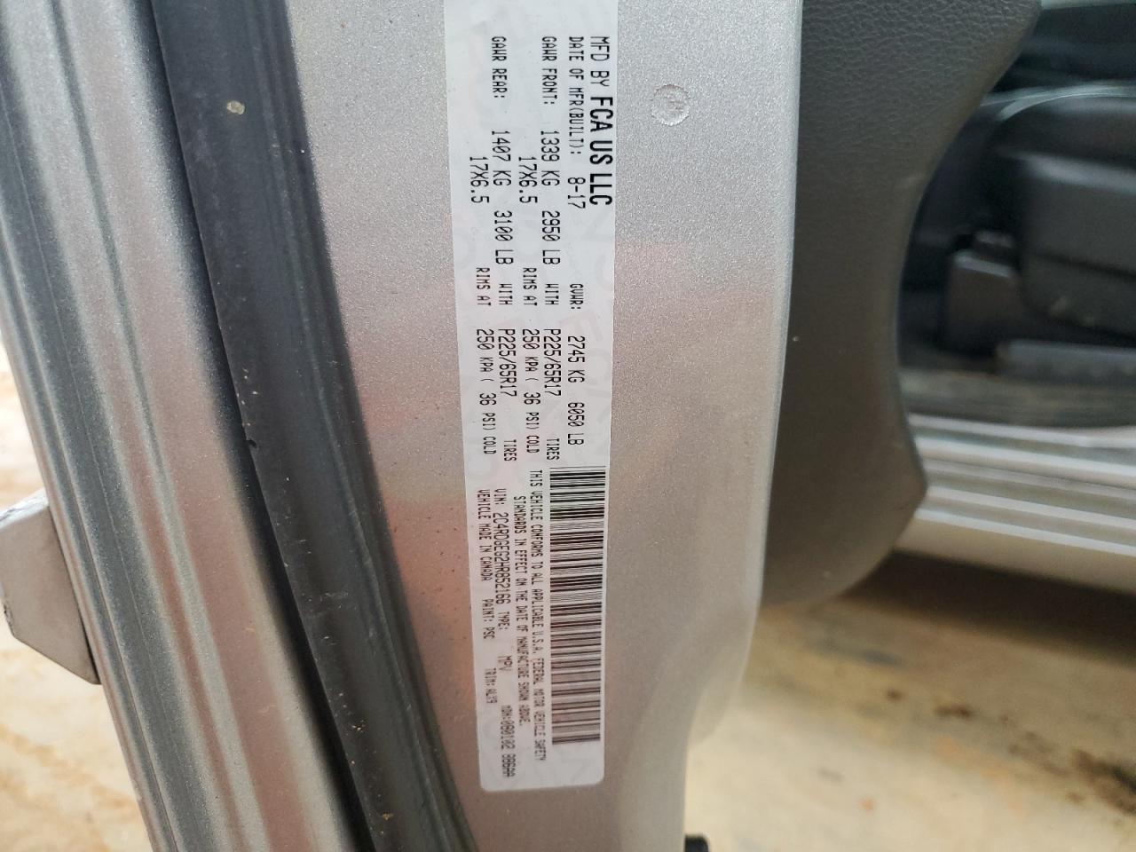 2017 Dodge Grand Caravan Gt VIN: 2C4RDGEG2HR852166 Lot: 62070495