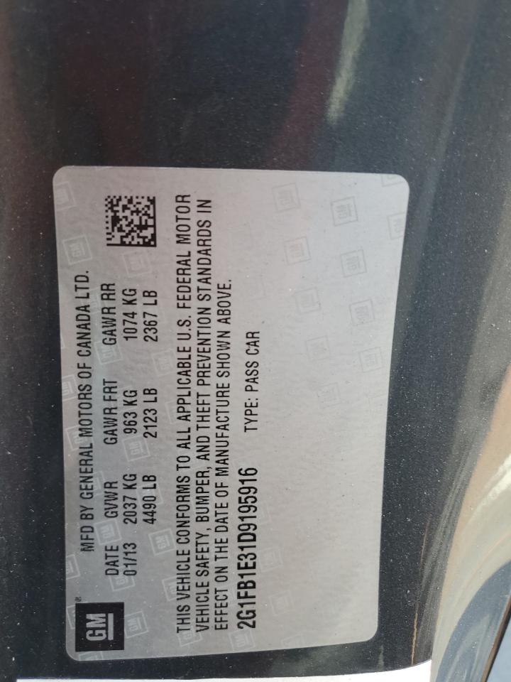 2013 Chevrolet Camaro Lt VIN: 2G1FB1E31D9195916 Lot: 62088895