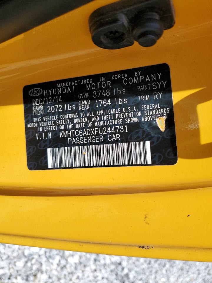 2015 Hyundai Veloster VIN: KMHTC6ADXFU244731 Lot: 58537365