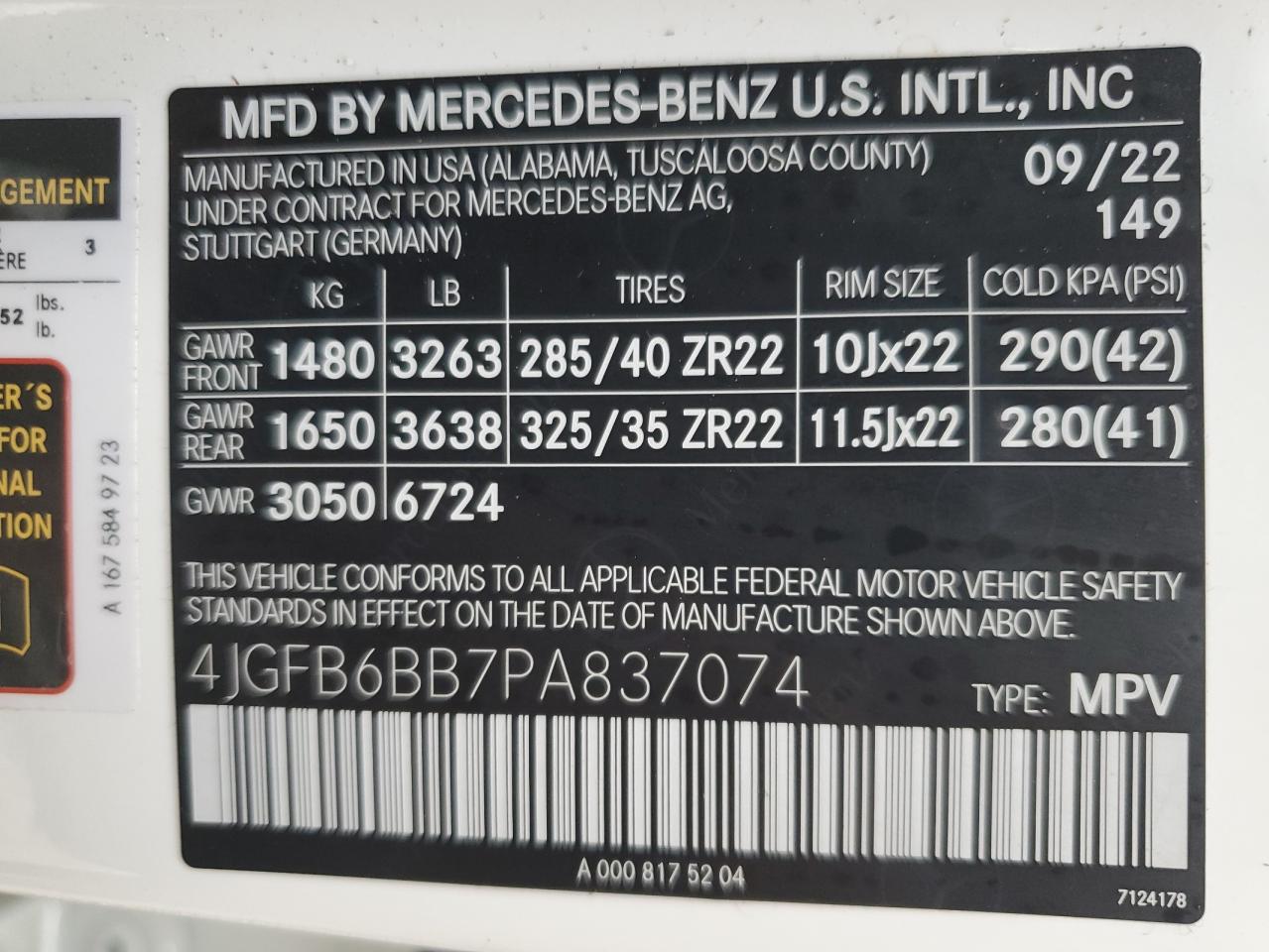 2023 Mercedes-Benz Gle Amg 53 4Matic VIN: 4JGFB6BB7PA837074 Lot: 62629625