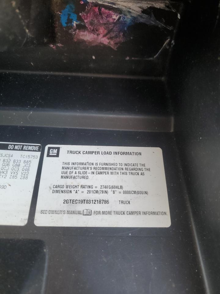 2003 GMC New Sierra C1500 VIN: 2GTEC19T031218786 Lot: 61959785